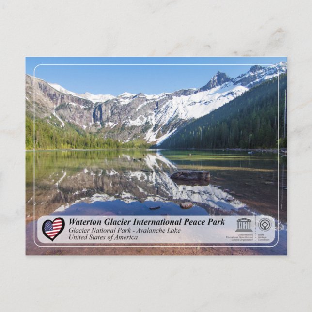 UNESCO  WHS - Glaciar NP - Postal de Avalanche Lak (Anverso)