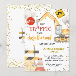 Únete a la invitación de cumpleaños de la construc