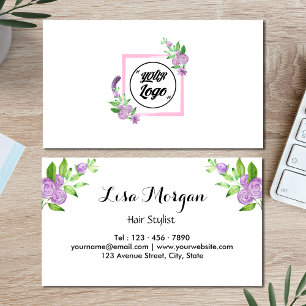 Única acuarela floral moderna tarjeta de visita
