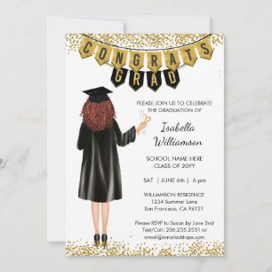 Única invitación a graduación de pelo rojo