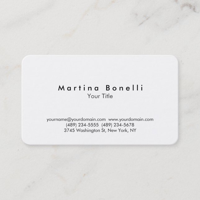 Única tarjeta de visita con rincón redondeado (Anverso)