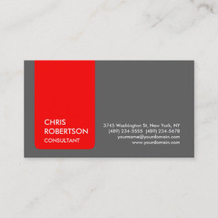 Única tarjeta de visita elegante de banda roja gri