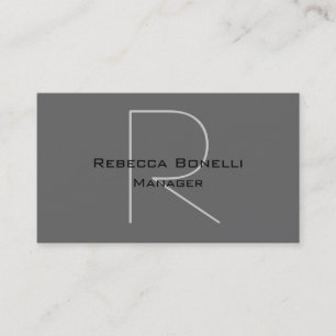 Única tarjeta de visita elegante Gray Monogram Man