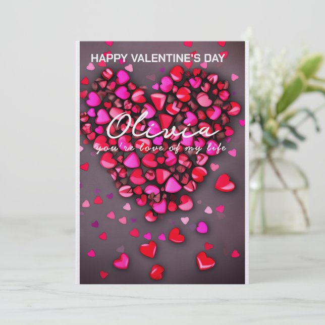 Única tarjeta Día de San Valentín personalizada de (Anverso de pie)