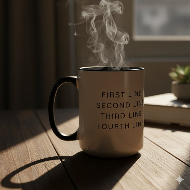 Única taza combinada de 15 oz con texto personaliz (Unique 15 oz Combo Mug with Personalized Text)