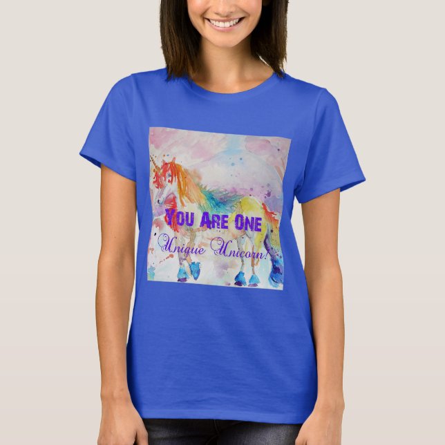 Unica Unicornio Púrpura Acuarela Mujer Camiseta (Anverso)