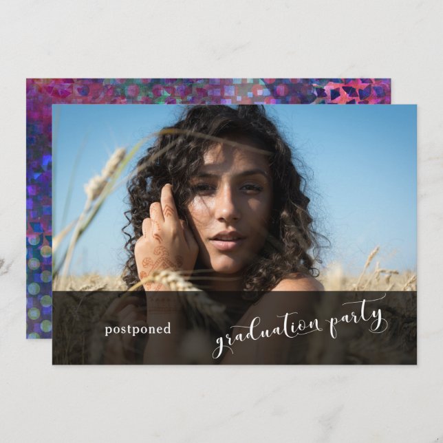 Única y colorida fiesta de graduación con tarjeta  (Anverso / Reverso)