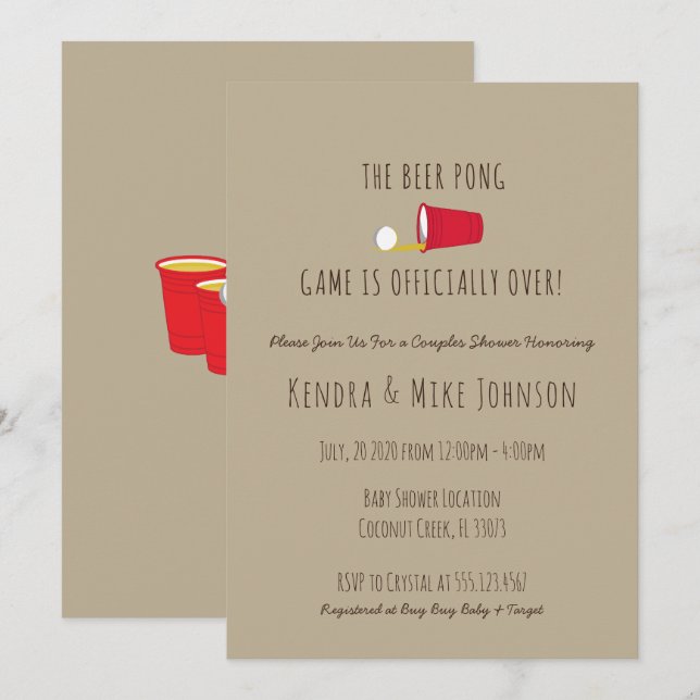 Única y divertida invitación Baby Shower de pareja (Anverso / Reverso)