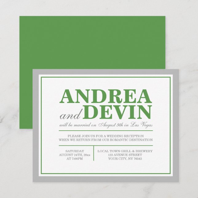 ÚNICAMENTE Invitaciones a la recepción de Bodas Gr (Anverso / Reverso)