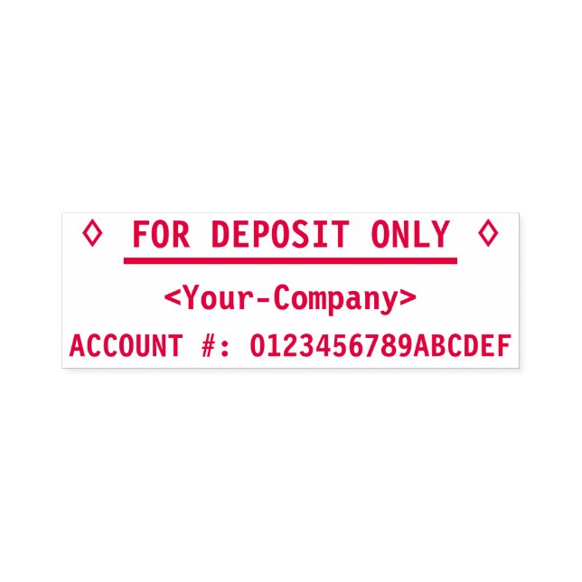 "ÚNICAMENTE PARA EL DEPÓSITO" con sello de goma (Diseño)