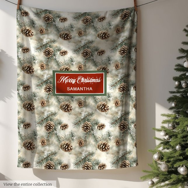 Unicas mantas de pino en tonos neutros de acuarela (Unique watercolor neutral tones pine cones blanket)