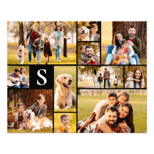 Único 11 Collages de fotos Monograma simple negro