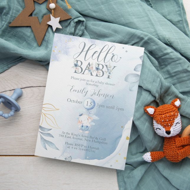 Único elefante azul de invitación de Baby Shower (Subido por el creador)