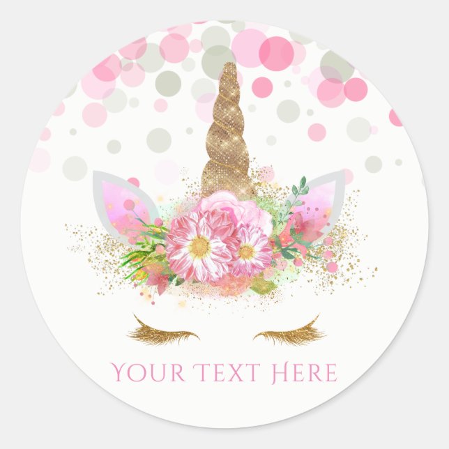 Unicorn Birthday Party Unicorn enfrenta a Pegatina (Anverso)