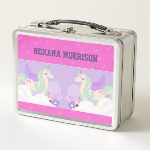 UNICORN COLORES DE PASTEL ROSA VINO Caja de almuer
