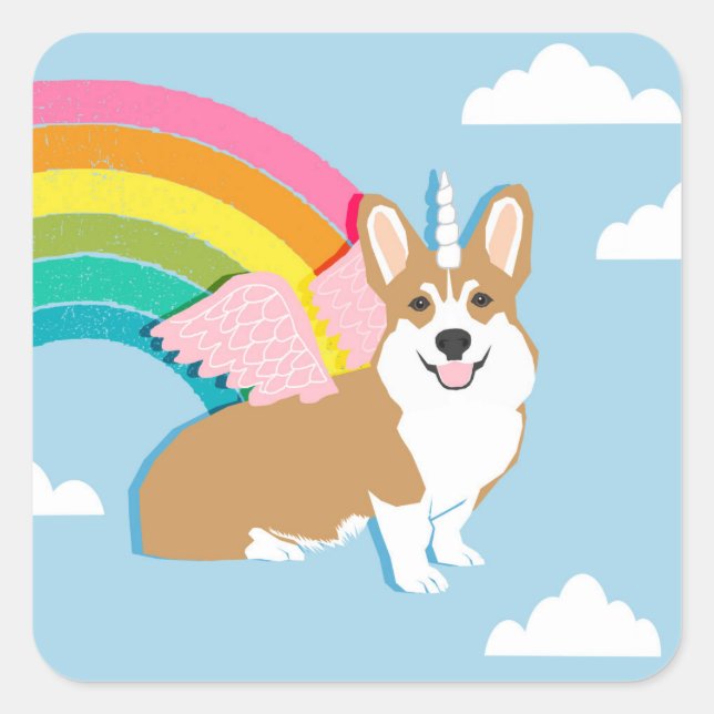 Unicorn Corgi Pegatina (Anverso)