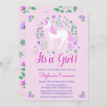 Unicorn Es Una Invitación De Baby Shower Rosa Chic