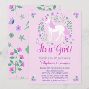 Unicorn Es Una Invitación De Baby Shower Rosa Chic