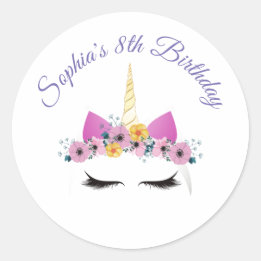 Unicorn Face Pegatina para niños, Personalizable