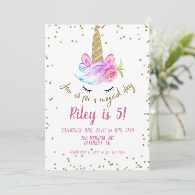 UNICORN, MAGICAL, CUMPLEAÑOS, NIÑOS (Anverso de pie)