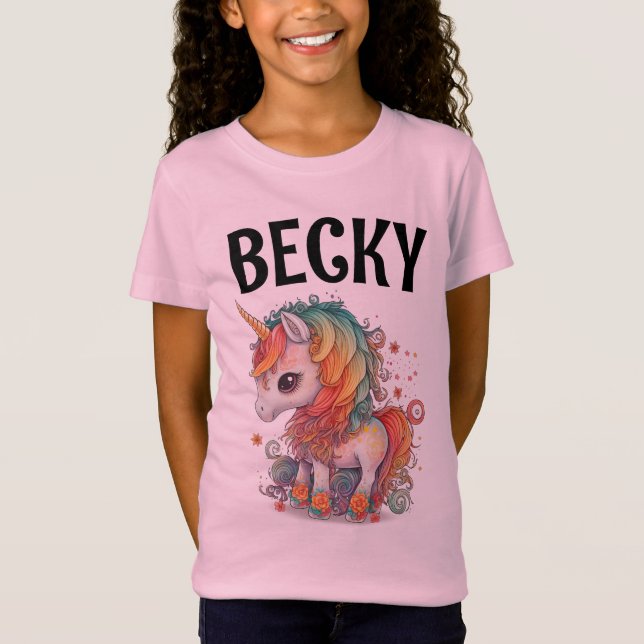 UNICORN PERSONALIZADO CUTE PERSONALIZADO CAMISETA  (Anverso)