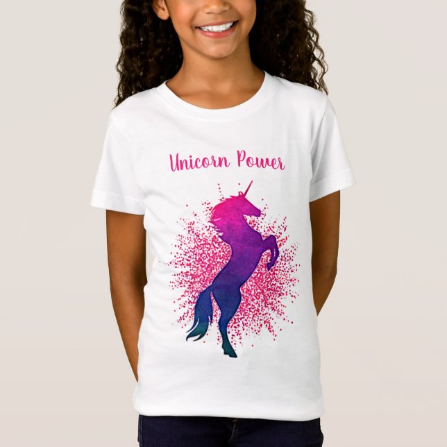 "Unicorn Power" Unicorn y camiseta Purpurina (Anverso)