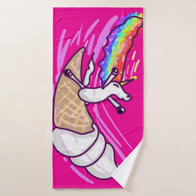 Unicorn Rainbow Riding Ice Cream Cone (Toalla de baño)