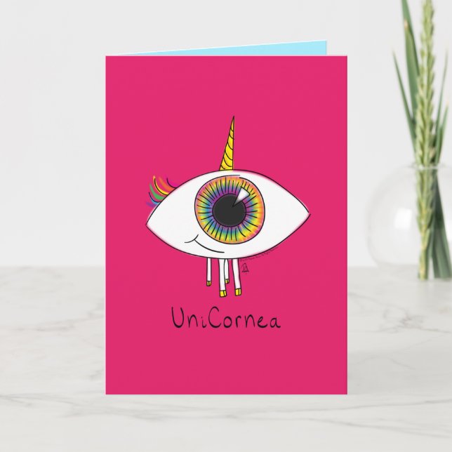 Unicornea - Tarjeta de saludo de ojos Rainbow Unic (Anverso)