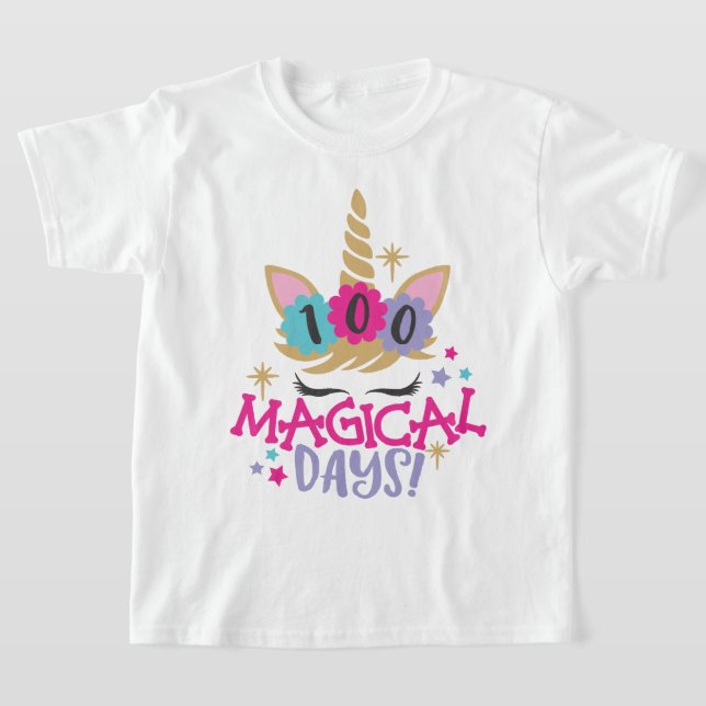 Unicornio 100 días mágicos de camiseta escolar (Distribución)