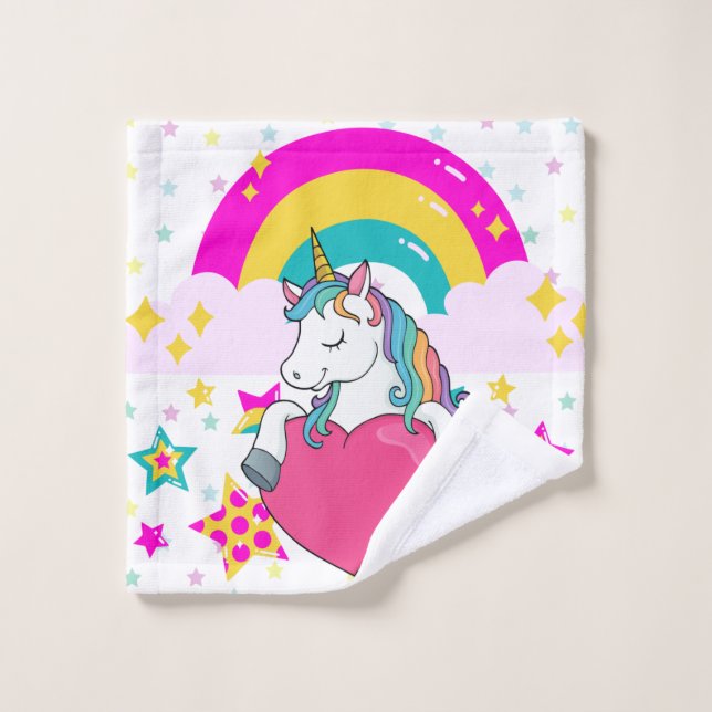 Unicornio arcoiris con estrellas (Toallita)