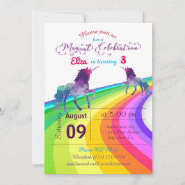 Unicornio arcoiris - Invitación de cumpleaños