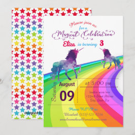 Unicornio arcoiris - Invitación de cumpleaños