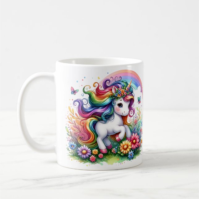 Unicornio arcoiris mágico - Encantadora taza 3D (Izquierda)