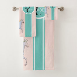 Unicornio arcoiris, monograma de estrellas colorid