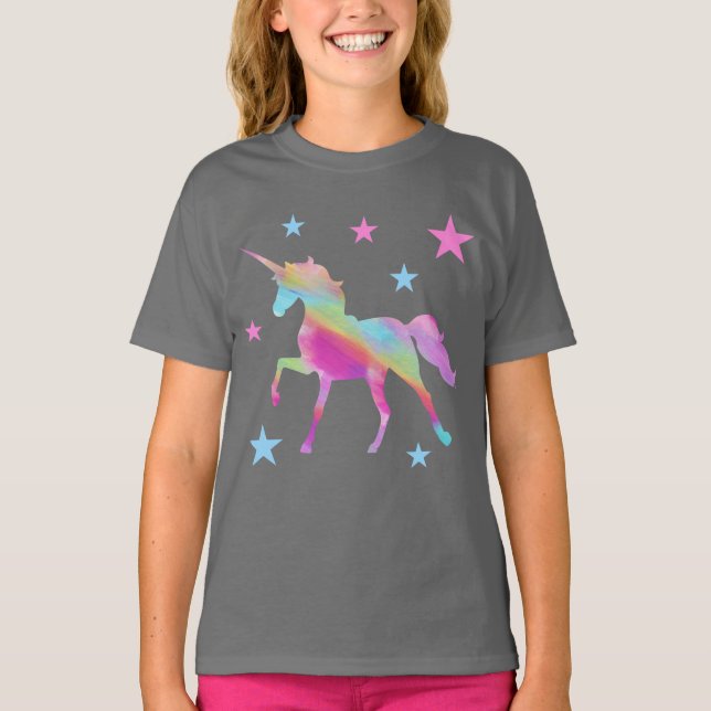 Unicornio Arcoiris Y Camiseta Estrellas (Anverso)