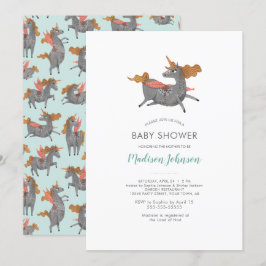 Unicornio | BABY SHOWER | Azul | Invitación