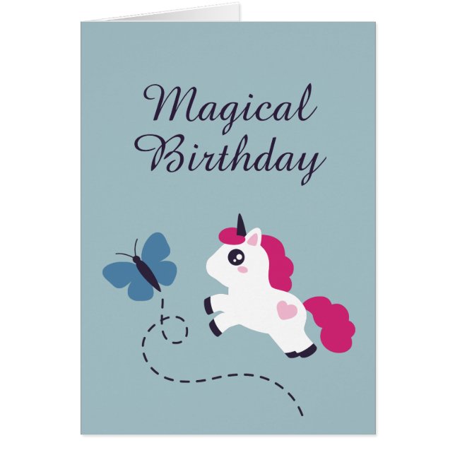 Unicornio blanco con mariposa (Frente)
