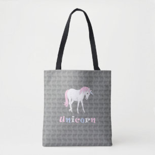 Unicornio blanco sobre bolsa de té gris
