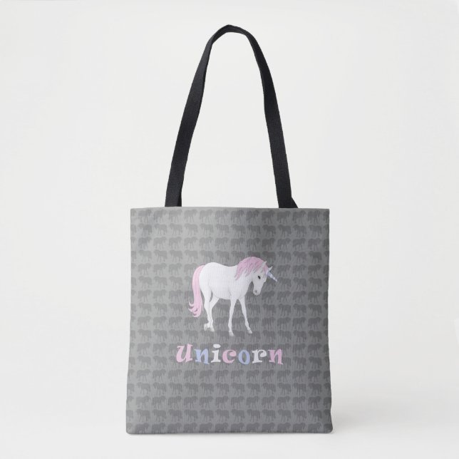 Unicornio blanco sobre bolsa de té gris (Anverso)