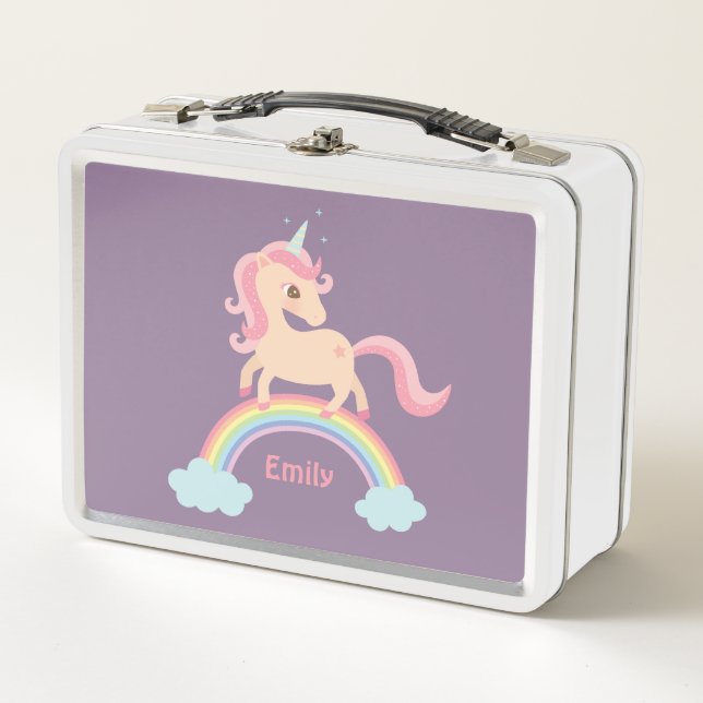 Unicornio Bonito en Arcoiris Personalizado para Ni (Anverso)