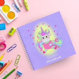 Unicornio Brillante Purpurina Leyendo Su Libro 