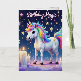 Unicornio caprichoso con arte mágico de cumpleaños