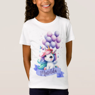 Unicornio Chica de cumpleaños con camiseta de glob