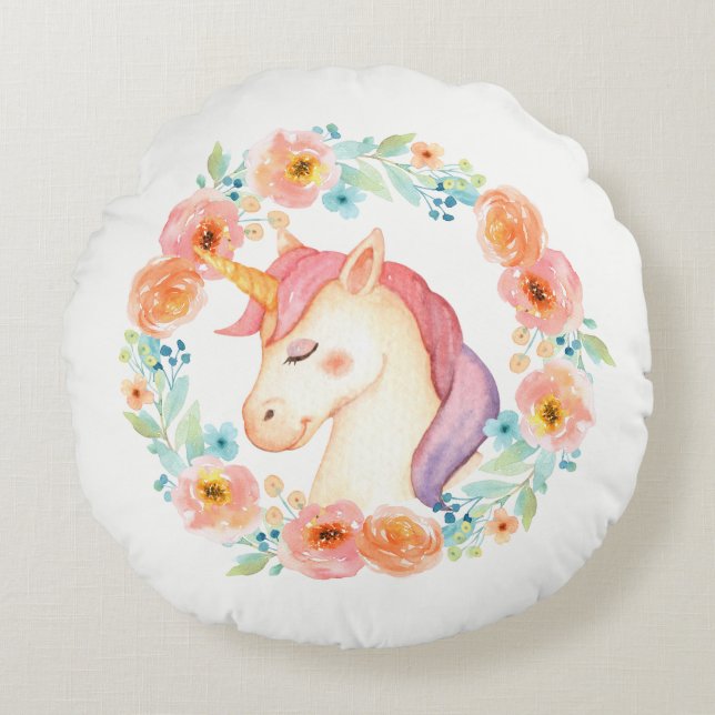 Unicornio con almohada floral (Anverso)