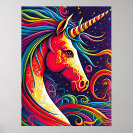 Unicornio con arcoiris y arte estelar nocturno