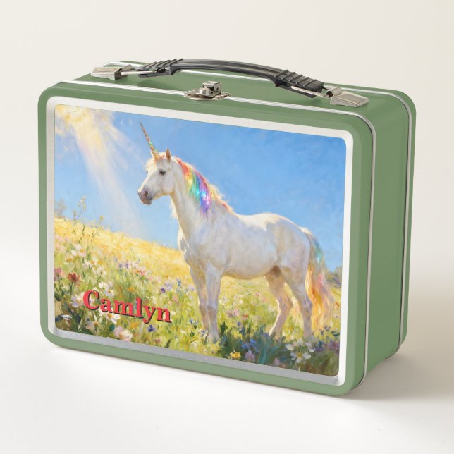 Unicornio con crin y cola de arcoíris (Anverso)