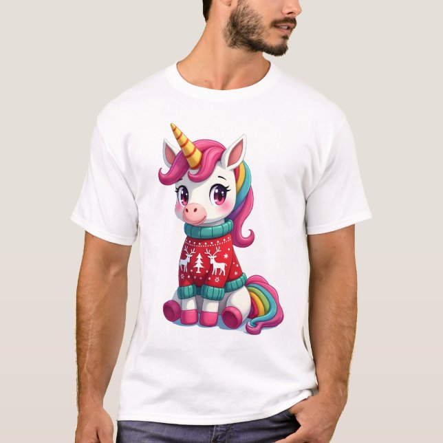 Unicornio con suéter de Navidad Unicornio chicas C (Anverso)