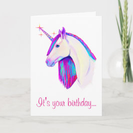 Unicornio con tarjeta de cumpleaños de colores