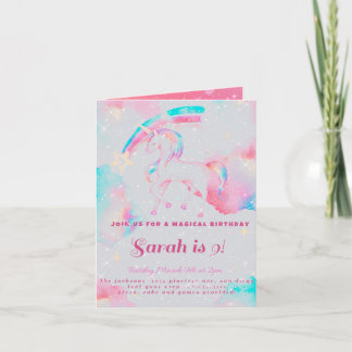 unicornio cumpleaños Invitación plegada