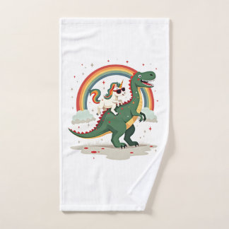 Unicornio de Arcoíris montando T rex - Dinosaurio 